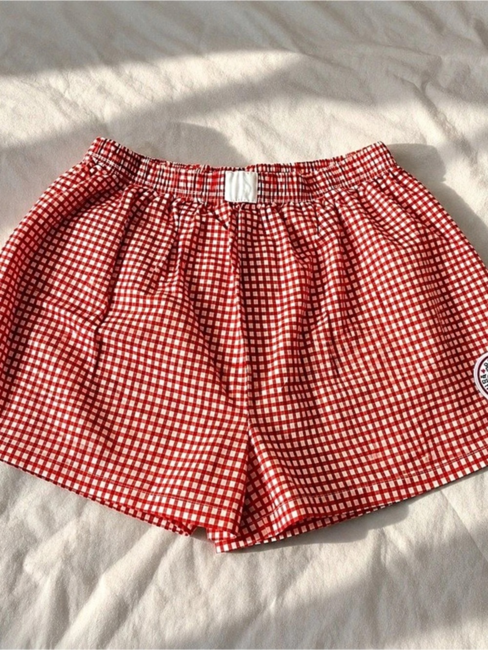 Grayson Threads Gingham Shorts in Red & White Size Medium